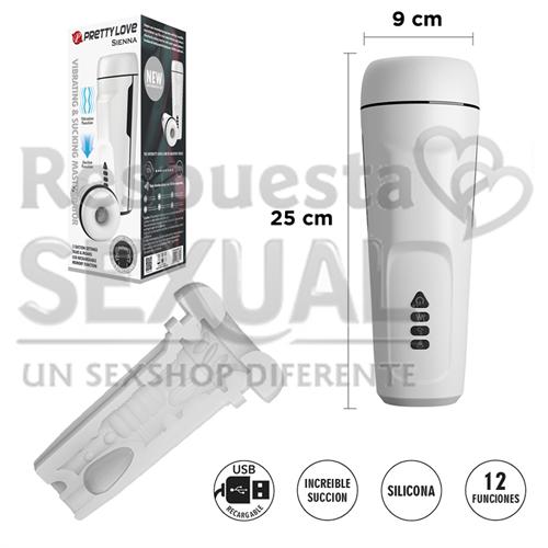 Masturbador con 12 funciones de vibracion, 3 funciones de succion,funcion de sonido y carga USB