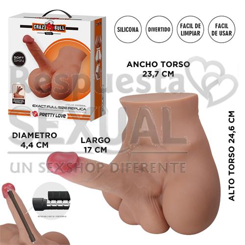 Semi torso con pene realista vertebrado Soft Skin