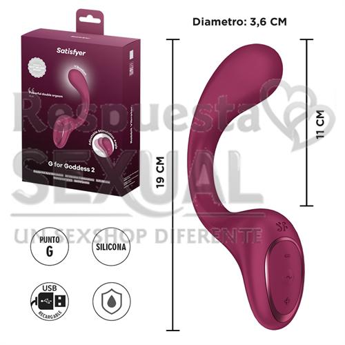 G for Goddess 2 (Wine Red) Estimulador de punto G con carga USB