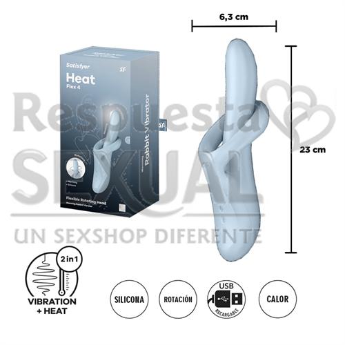 Heat Flex 4 - Vibrador con efecto calor y Flexible ademas con 4 Motores