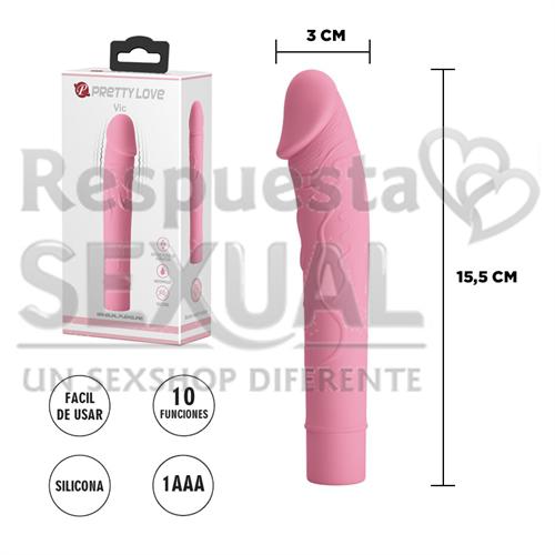 Estimulador con forma de pene y 10 velocidades de vibracion