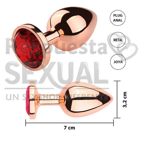 Dorado Fucsia S: Joya anal Small dorada con gema fucsia 